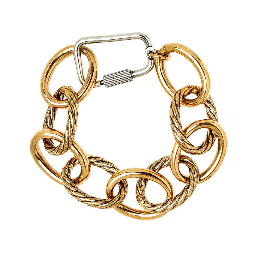 Pulseira Lock Oval Link Ouro Vintage