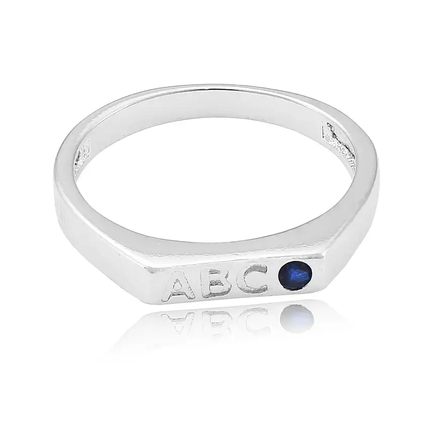 Anel Infantil Formatura ABC com Zircônia Folheado a Prata 1000