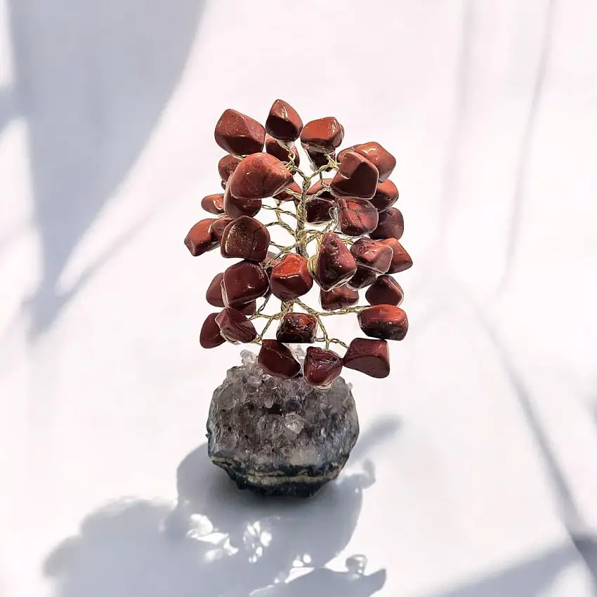 Árvore de Pedra Jaspe Vermelha (Arvore Anti Estresse) 13cm