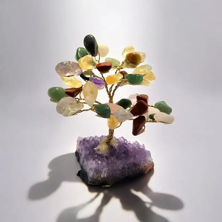 Árvore de Pedras Diversas para Atrair Sorte e Prosperidade - 13cm