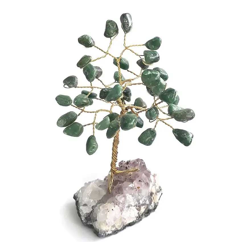 Árvore de Pedras Quartzo Verde 13cm (para equilíbrio e força)