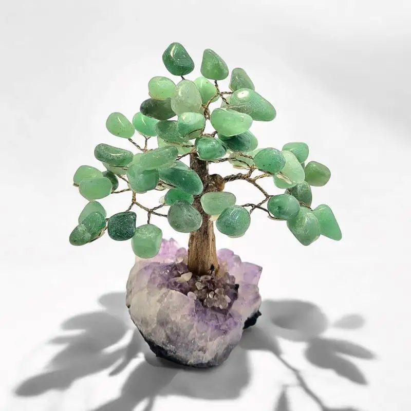 Árvore de Pedras Quartzo Verde 16cm (para equilíbrio e força)