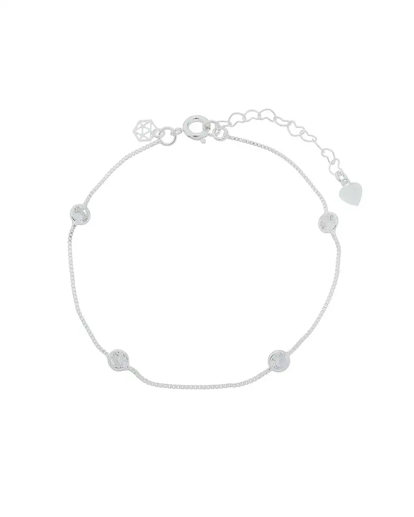 Pulseira Ponto de Luz Zircônia Banhado a Prata 925
