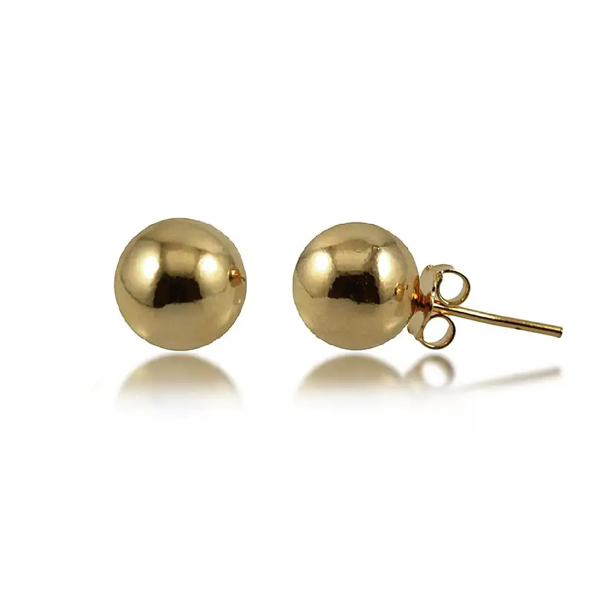 Brinco Bolinha Lisa 6mm Folheado a Ouro 18k