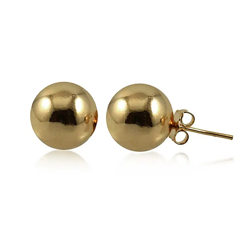 Brinco Bolinha Lisa 1cm Folheado a Ouro 18k