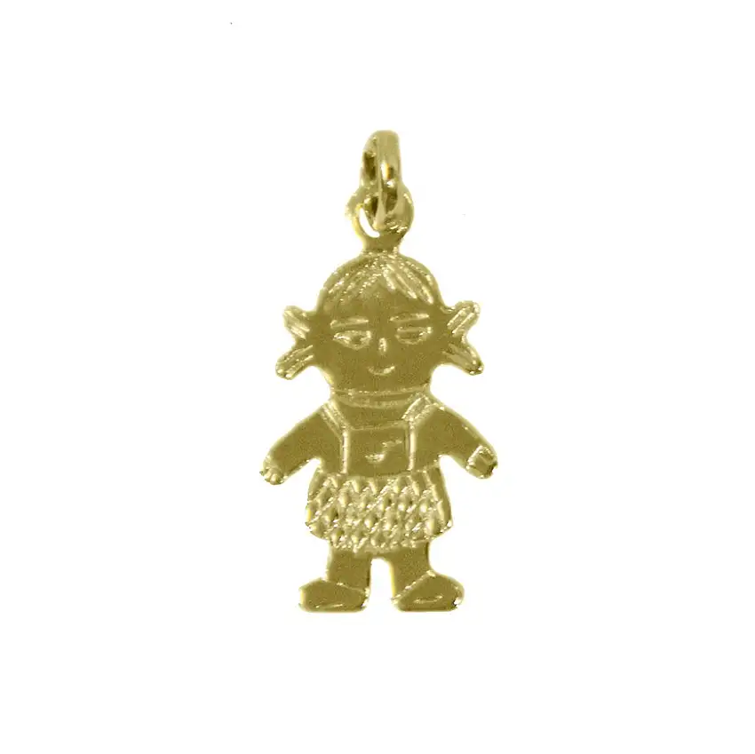 Pingente Menina Com Argola P/ Canga Folheado Ouro 18k