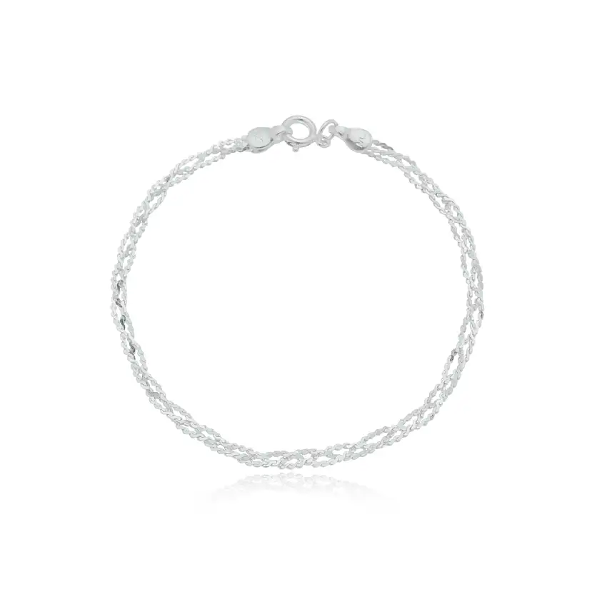 Pulseira de prata 925 1711 3 fios 18cm fio 30