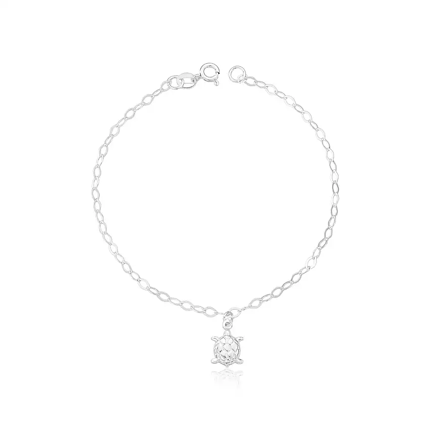 Pulseira de prata 925 infantil com pingente tartaruga