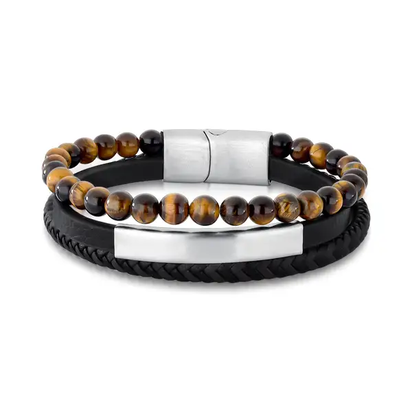 PULSEIRA MASCULINA OLHO DE TIGRE ACO 21804