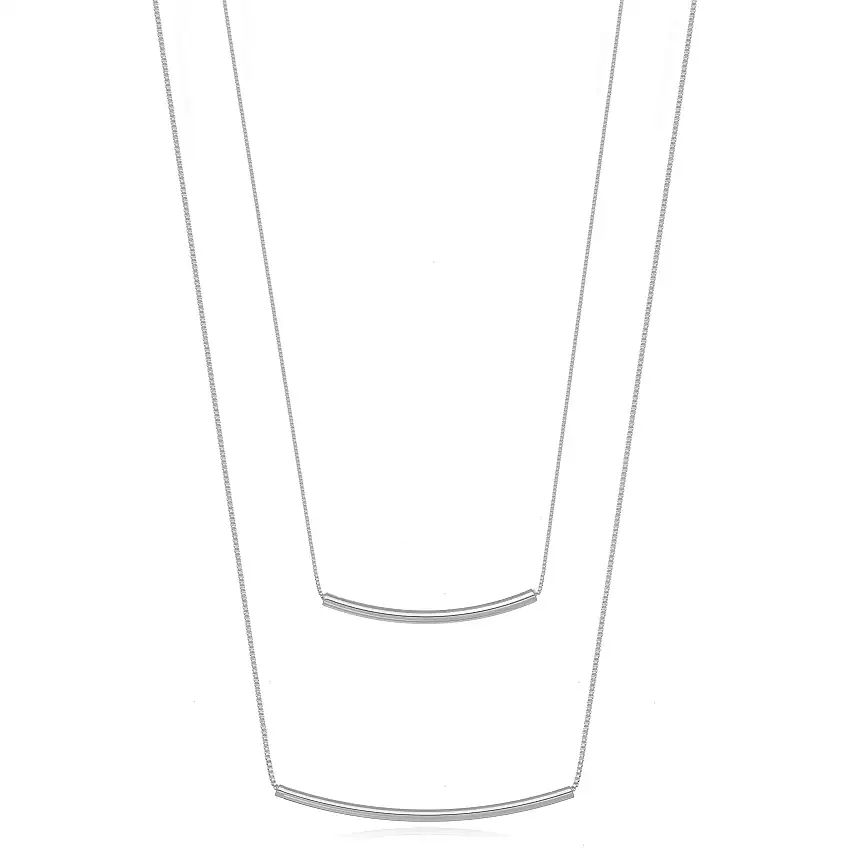 Colar Duplo Ródio - Una